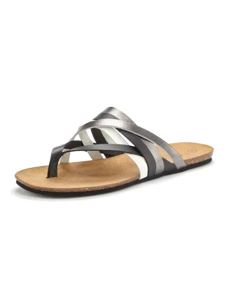LASCANA Flip-flops negru / argintiu alb
