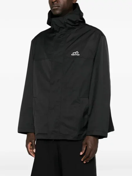Geacă Balenciaga cu glugă cu imagine negru