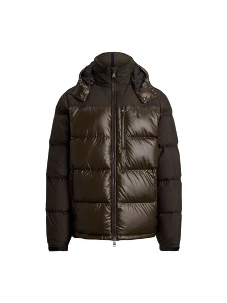 Pikowana kurtka puchowa Polo Ralph Lauren brązowa