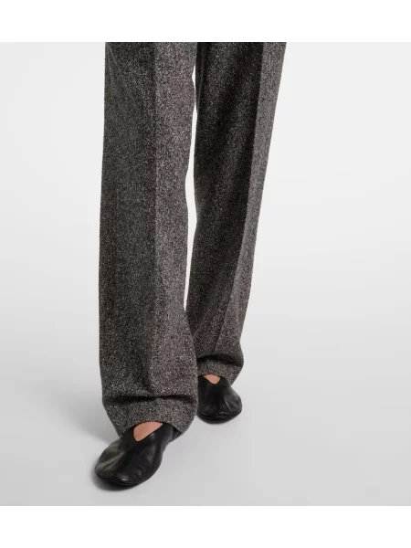 Pantaloni The Row de mătase gri