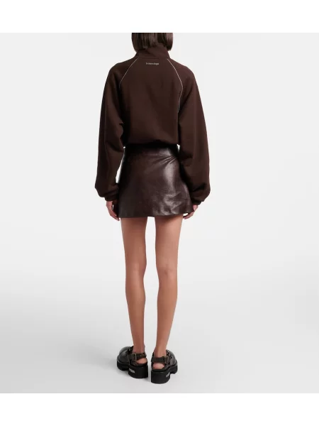 Fustă din piele Balenciaga maro