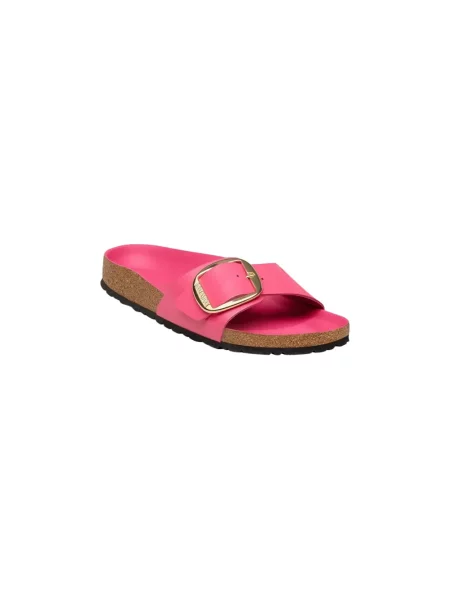 Sneakersy Birkenstock skórzane na sprzączkę na płaskim obcasie różowe
