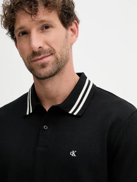 Calvin Klein Jeans polo z nadrukiem czarny