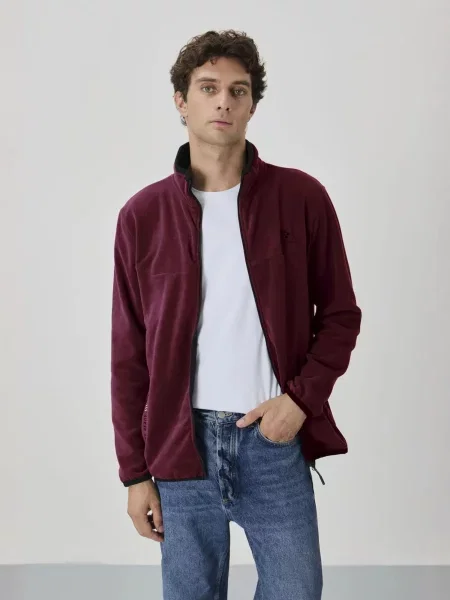 Tommy Life Fleecová mikina burgundská červeň