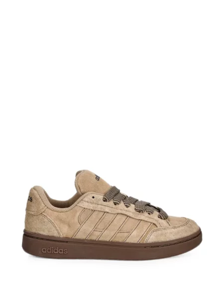 Top Adidas din piele de căprioară cu broderie cu glugă maro