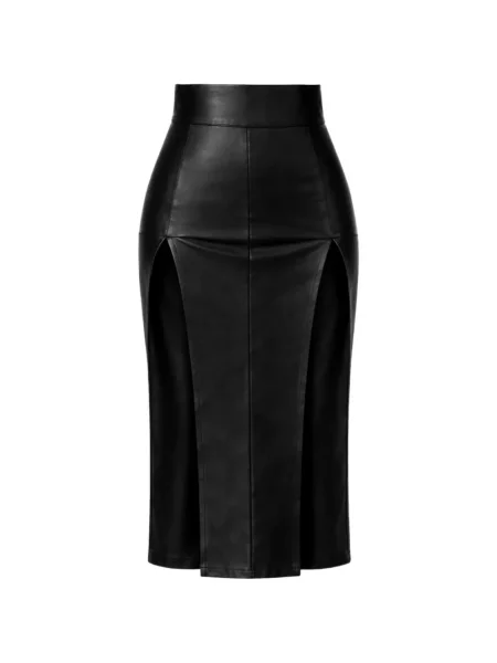 Midi-suknja Heira Leatherwear crna