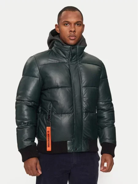 Usnjena jakna Milestone zelena