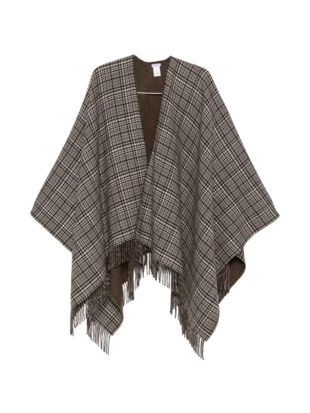 Poncho Brunello Cucinelli cu franjuri în carouri