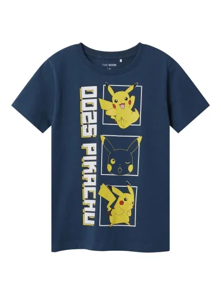 TWO SOON Tricou Pokémon albastru / galben / roșu alb