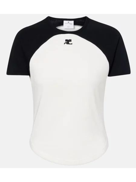 Tricou Courreges din jerseu alb