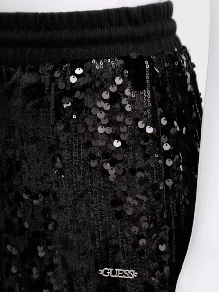Велюровые спортивные штаны Guess с аппликацией черные