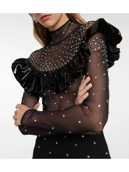 Rochie midi Alessandra Rich plasă până la genunchi de costum negru