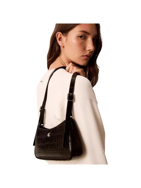 Calvin Klein Kabelka Ck Croc Small Shoulder Bag čierna