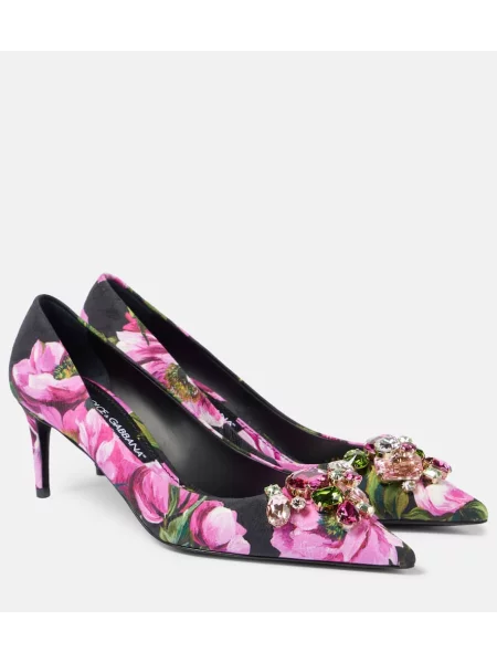 Pantofi cu toc Dolce&gabbana cu model floral negru
