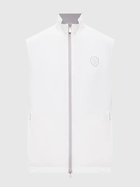 Двосторонній жилет з вишивкою емблеми Brunello Cucinelli білий