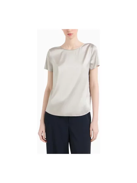 Satynowa koszulka Emporio Armani szara
