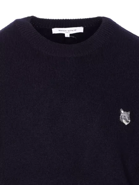 Pulover Maison Kitsune cu decolteu rotund albastru