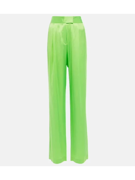 Pantaloni The Sei cu talie înaltă din satin verde