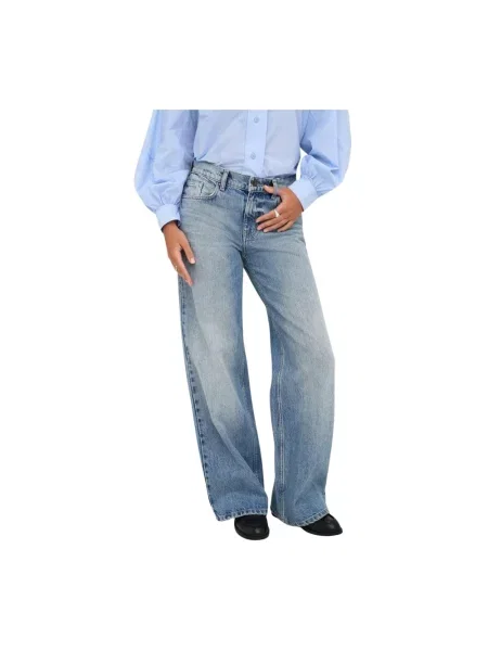 ONLY Jeansy Kobieta jeansy z wysokim stanem i z przodu i z tyłu niebieski