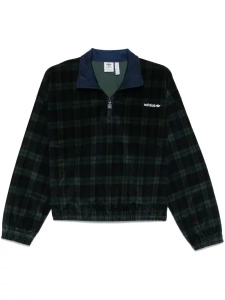 Spodnie Adidas sztruksowe w kratkę różowe