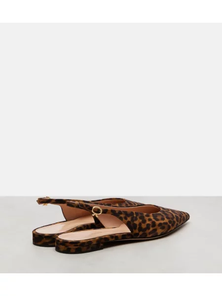 Balerini Gianvito Rossi din piele de căprioară cu imagine cu model leopard