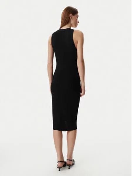 Karl Lagerfeld Pletena obleka Strickkleid mit Logo črna