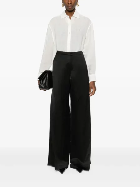 Saténové široké kalhoty Ralph Lauren Collection černé