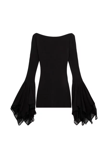 Разкроена мини рокля Blumarine разширен ръкав черно
