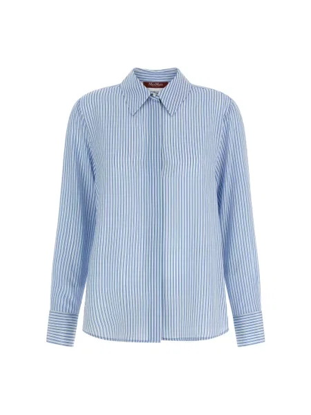 Lniana koszula Max Mara Studio niebieska