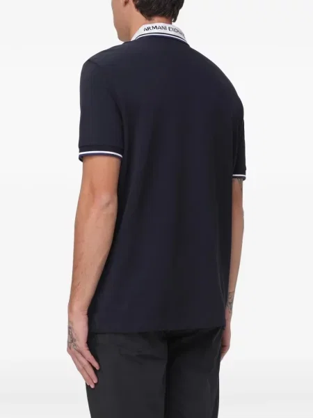 Tricou polo Armani Exchange cu autograf albastru