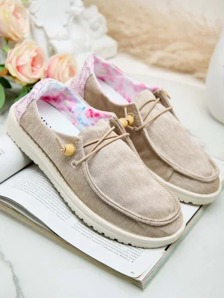 Мокасини Resti с връзки с дантела бяло