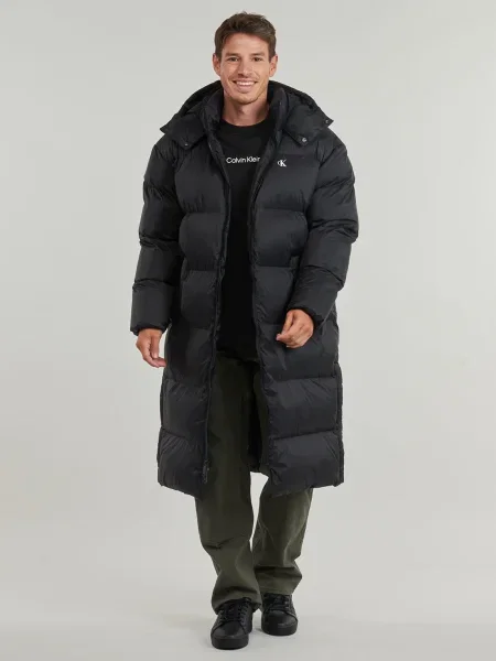Kabát Calvin Klein Jeans s kapucňou čierna