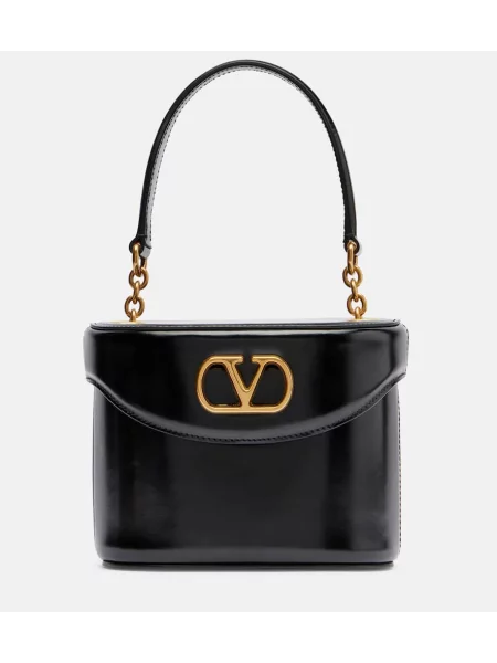 Kožená kožená taška Valentino Garavani čierna