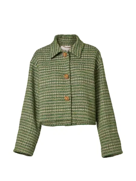 Decupat geacă Carolina Herrera din tweed verde