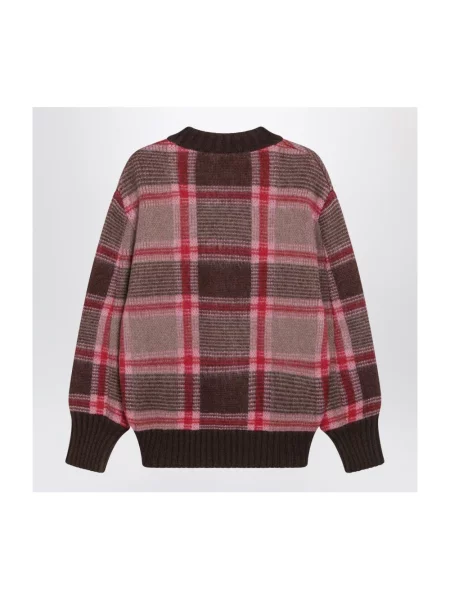 Sweter The Attico wełniany w kratę brązowy
