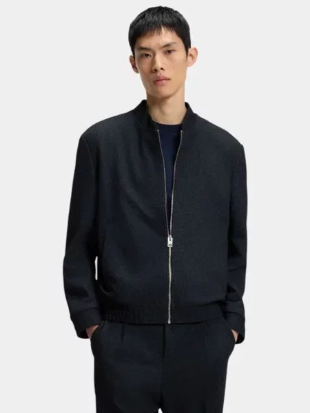 Бомбер HUGO віскоза/поліестер синій