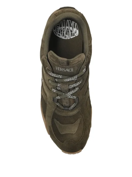 Fűzős szarvasbőr sneaker Versace zöld