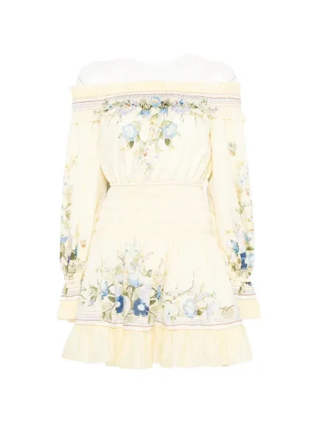 Rochie mini Self-portrait cu model floral galben