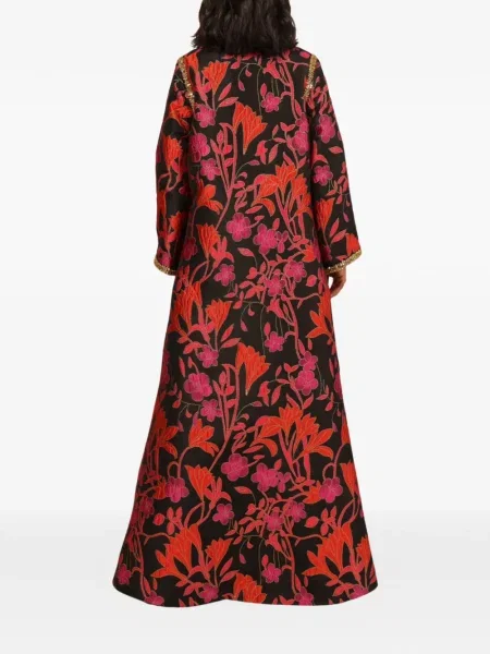 Palton Baruni cu model floral negru