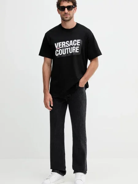 Versace Jeans Couture t-shirt z nadrukiem czarny