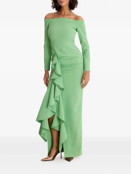 Rochie Moos Studio cu volane de costum verde
