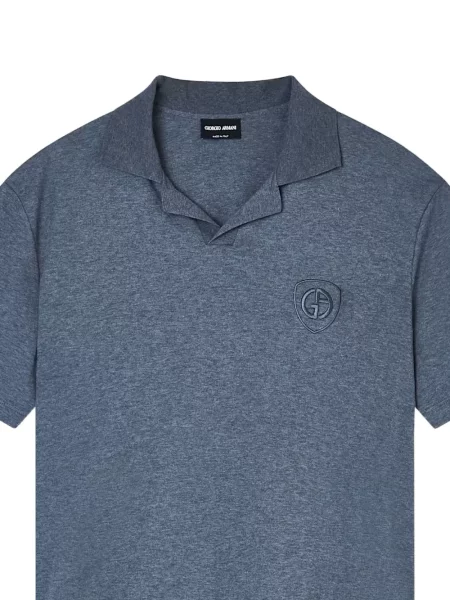 Scurt tricou polo Giorgio Armani cu autograf albastru