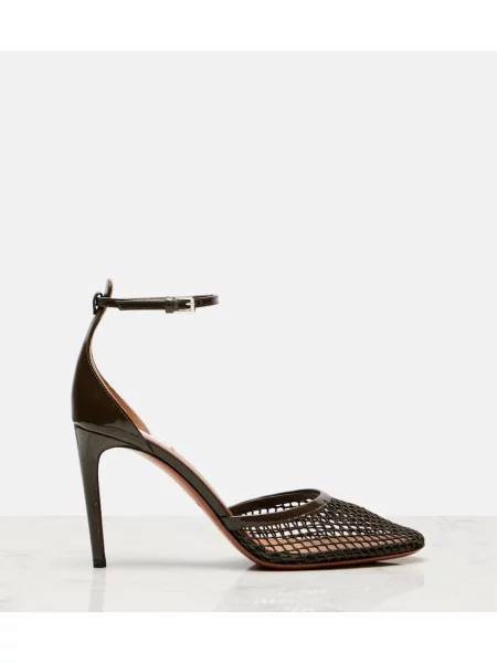 Pantofi cu toc Alaïa din piele de lac negru
