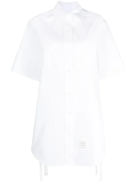 Rochie tip cămașă Thom Browne din poplin de costum alb