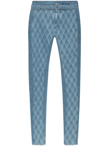 Blugi skinny Balmain cu imagine cu imprimeu geometric skinny fit albastru