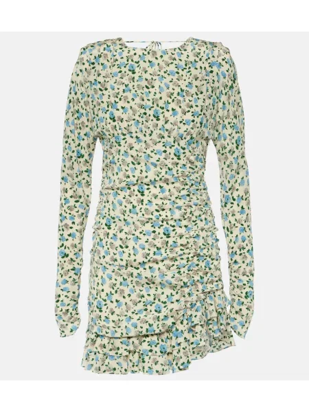 Svilen obleka z odprtim hrbtom Alessandra Rich s cvetličnim vzorcem z odprtim hrbtom