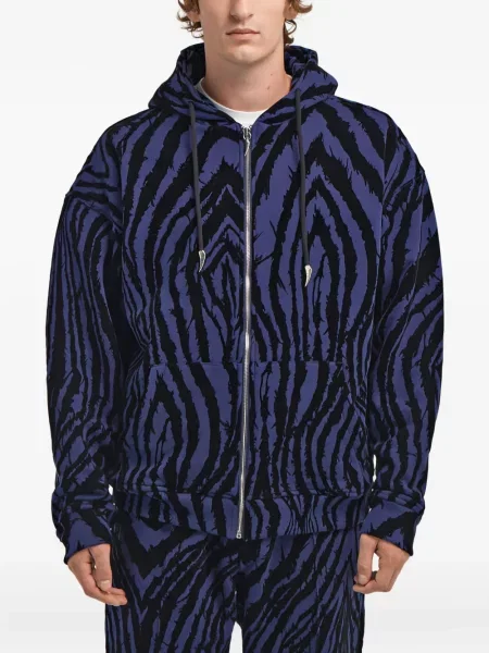 Bluza z kapturem Roberto Cavalli z nadrukiem niebieska