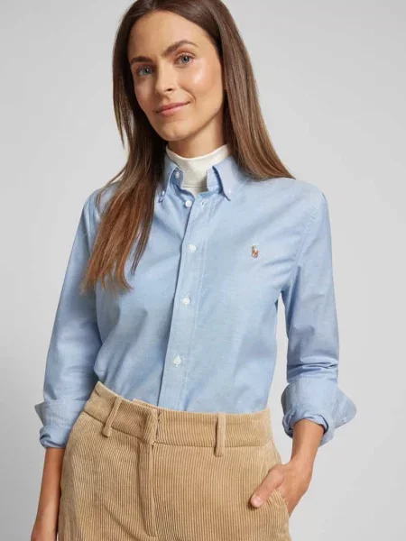 Bluzka Polo Ralph Lauren z kołnierzem niebieska