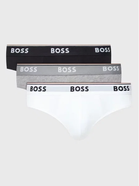 Obcisłe bokserki z nadrukiem z logo w zestawie 3 szt. model ‘Power’ Boss szare
