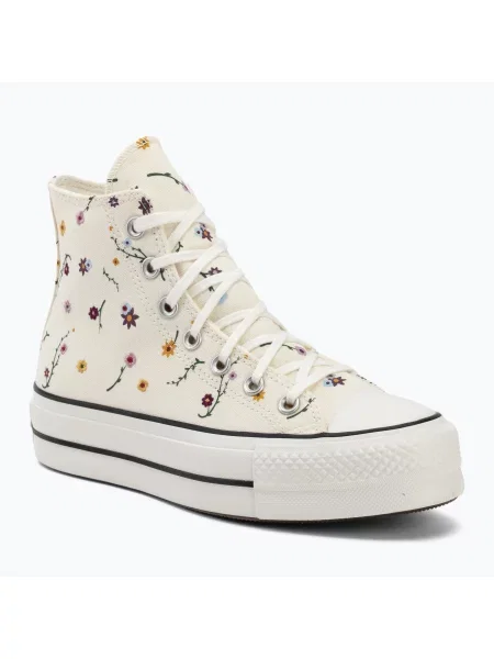 Retro tenisky Converse Chuck Taylor All Star s výšivkou na platformě bílé